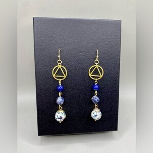 ⚛️🦋Lapis Lazuli Sodalite Mosaic Triquetra Earrings
